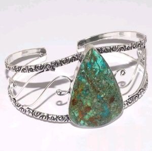 New Chrysocolla Silver Cuff Bracelet.